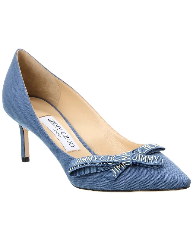 Women's pointed - toe slingback stiletto heel pumps in a peep - toe designJimmy Choo Romy 60 Linen Pump Women's pointed - toe slingback stiletto heel pumps in a peep - toe designJimmy Choo Romy 60 Linen Pump