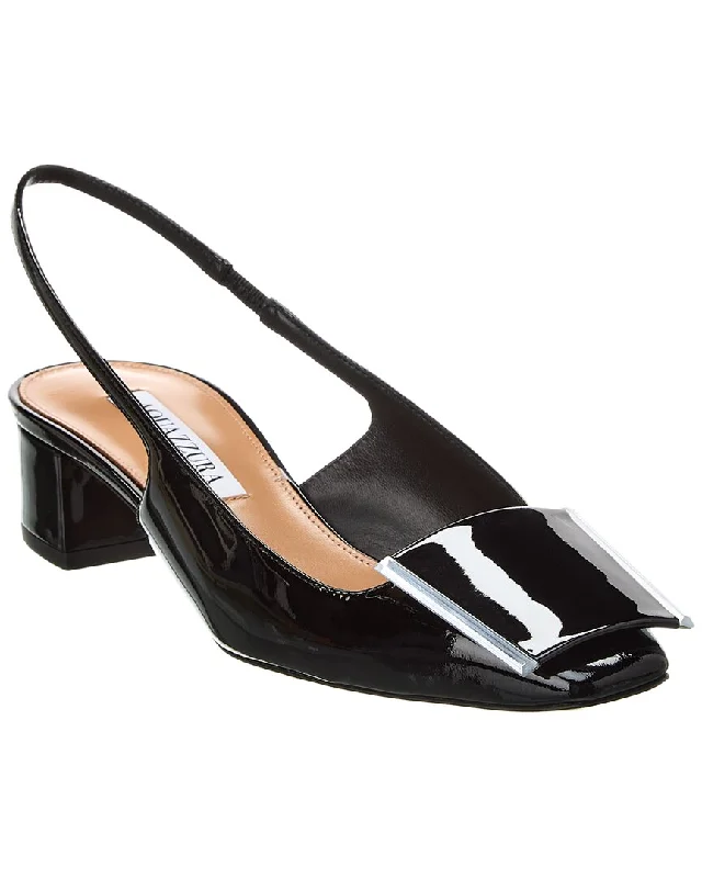 Women's wedding stiletto heel pumps with a pearl - encrusted strapAquazzura Shibuya 35 Patent Slingback Pump Women's wedding stiletto heel pumps with a pearl - encrusted strapAquazzura Shibuya 35 Patent Slingback Pump