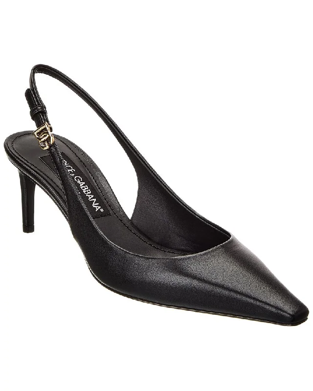 Women's hot pink stiletto heel pumps for a fun night outDolce & Gabbana DG Logo Leather Slingback Pump Women's hot pink stiletto heel pumps for a fun night outDolce & Gabbana DG Logo Leather Slingback Pump