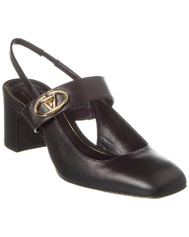 Women's lace - trimmed stiletto heel pumps with a scalloped edgeValentino VLogo Signature 60 Leather Slingback Pump Women's lace - trimmed stiletto heel pumps with a scalloped edgeValentino VLogo Signature 60 Leather Slingback Pump