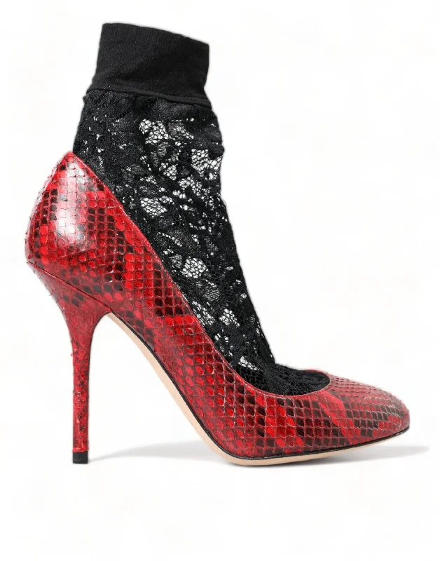Women's wide - width stiletto heel pumps for a comfortable fitDolce & Gabbana Almond Toe Snakeskin Pumps with Lace Women's Socks Women's wide - width stiletto heel pumps for a comfortable fitDolce & Gabbana Almond Toe Snakeskin Pumps with Lace Women's Socks