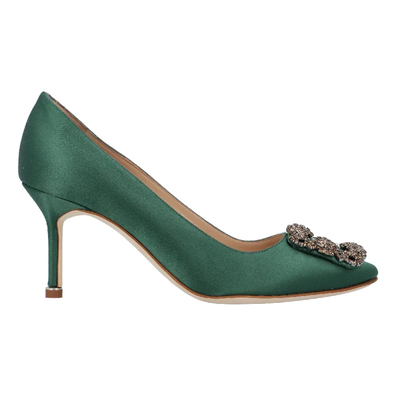 Women's ruffled stiletto heel pumps for a romantic styleManolo Blahnik Hangisi 070 Pump Green Women's ruffled stiletto heel pumps for a romantic styleManolo Blahnik Hangisi 070 Pump Green