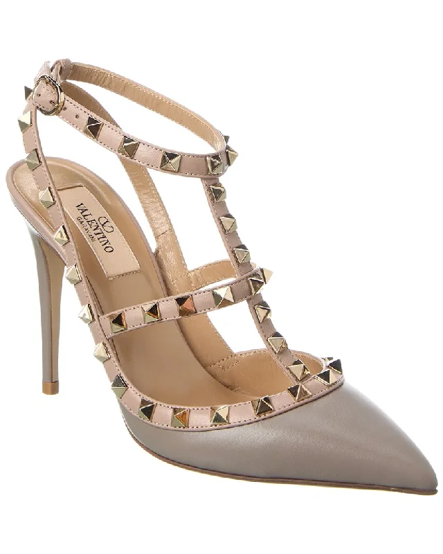 Women's studded stiletto heel pumps for an edgy lookValentino Rockstud Caged 100 Leather Pump Women's studded stiletto heel pumps for an edgy lookValentino Rockstud Caged 100 Leather Pump