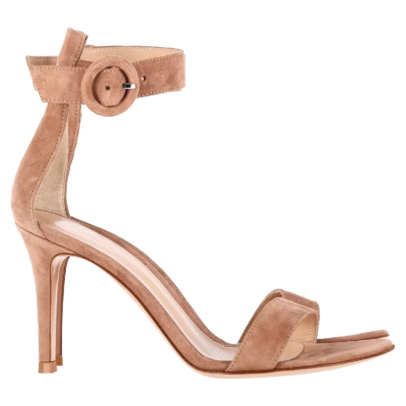 Women's water - resistant stiletto heel pumps for unexpected situationsGianvito Rossi Portofino 85 Sandals in Brown Suede Women's water - resistant stiletto heel pumps for unexpected situationsGianvito Rossi Portofino 85 Sandals in Brown Suede