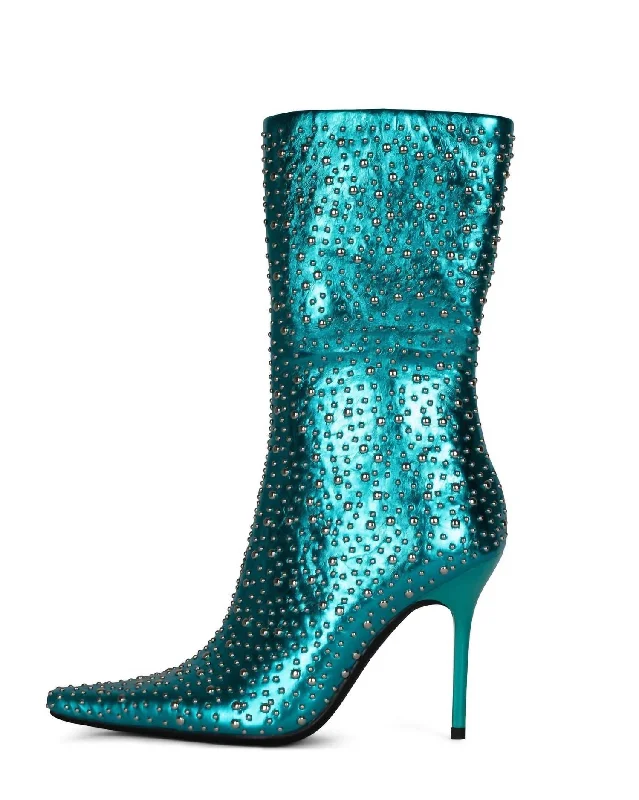 Women's arch - support stiletto heel pumps for better comfortIconic-E Stiletto Boot In Teal Silver Metallic Women's arch - support stiletto heel pumps for better comfortIconic-E Stiletto Boot In Teal Silver Metallic