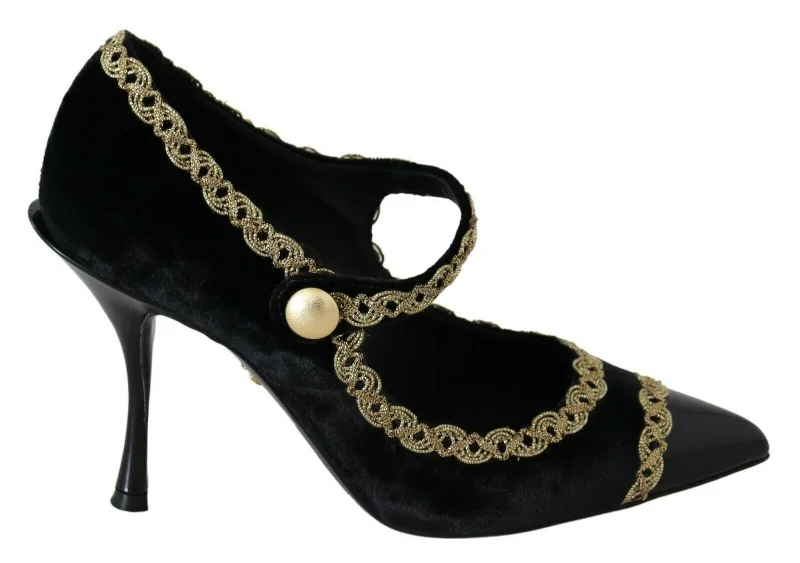 Women's business meeting stiletto heel pumps with a professional lookDolce & Gabbana Elegant -Embroide Velvet Women's Pumps Women's business meeting stiletto heel pumps with a professional lookDolce & Gabbana Elegant -Embroide Velvet Women's Pumps