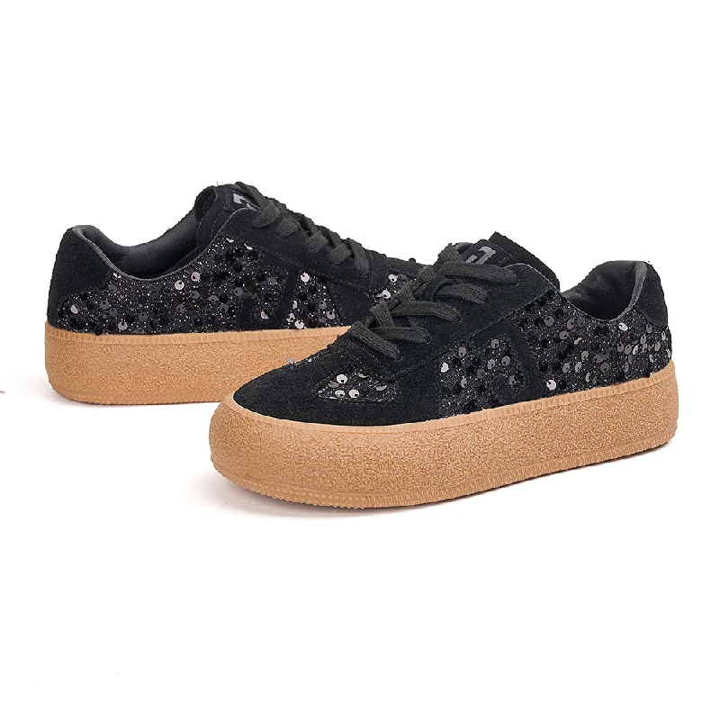 Women's Bow - Embellished Loafers in Red for a Feminine Touch Women’s Lace-up Cow Suede and Sequins German Army Platform Trainers-83571W Women's Bow - Embellished Loafers in Red for a Feminine Touch Women’s Lace-up Cow Suede and Sequins German Army Platform Trainers-83571W