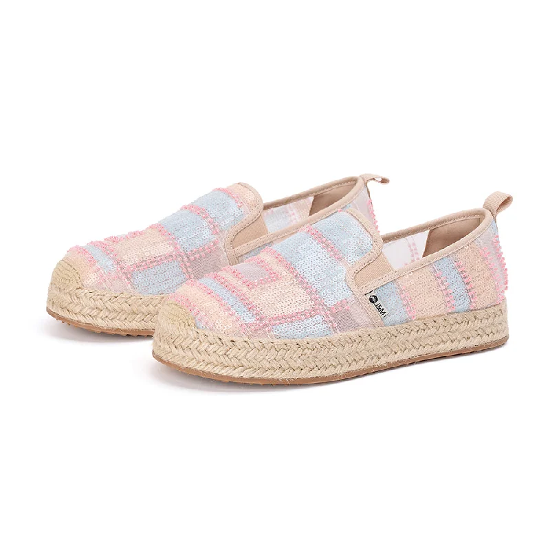 Women's Geometric - Patterned Loafers in Multicolor for a Fashion - Forward Look Women's Geometric - Patterned Loafers in Multicolor for a Fashion - Forward Look Handmade Women’s  Slip-On Espadrille Sequins Mesh Loafers in Pink-05702W
