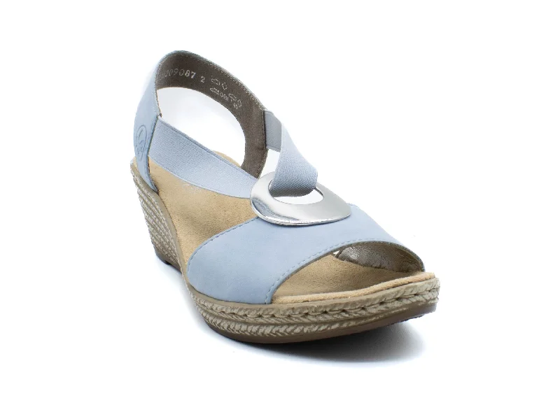 Women's Cork - Soled Espadrille Sandals with a Rope - Trimmed Upper in Navy for a Summer Vibe Women's Cork - Soled Espadrille Sandals with a Rope - Trimmed Upper in Navy for a Summer Vibe Women's Cork - Soled Espadrille Sandals with a Rope - Trimmed Upper in Navy for a Summer Vibe RIEKER 624H610