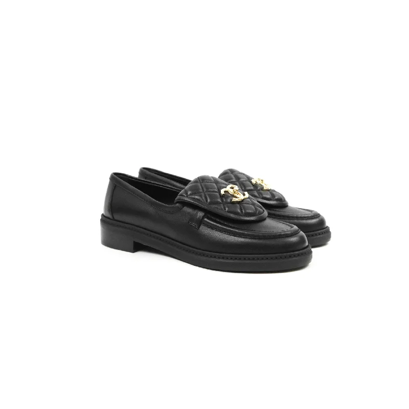Women's Geometric - Patterned Loafers in Multicolor for a Fashion - Forward Look Women's Sandals with a Floral - Printed Upper in Pink for a Feminine Spring Look Chanel CC Turnlock Loafers Quilted Black Calfskin Gold Hardware Size 37.5 Women's Geometric - Patterned Loafers in Multicolor for a Fashion - Forward Look Women's Sandals with a Floral - Printed Upper in Pink for a Feminine Spring Look Chanel CC Turnlock Loafers Quilted Black Calfskin Gold Hardware Size 37.5