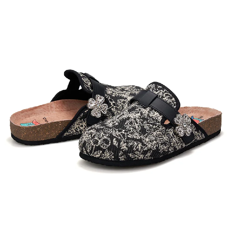 Women's Tassel - Trimmed Loafers with a Low Heel in Olive Green for a Trendy Twist Women’s Slip-On Fabric Mule Birken Slippers Shoes-77235W