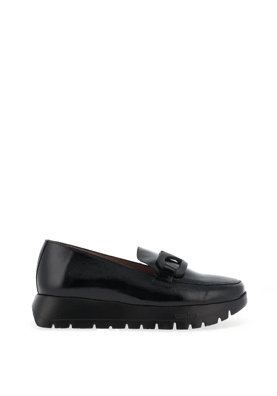 Women's Embroidered Floral Pattern Loafers in Beige for a Spring - Inspired Outfit Wonders Rose Patent Leather Loafer, Negro
