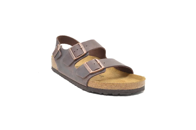 Women's Leather - Strapped Sandals with a Braided Detail in Brown for a Rustic Appeal Women's Leather - Strapped Sandals with a Braided Detail in Brown for a Rustic Appeal Women's Leather - Strapped Sandals with a Braided Detail in Brown for a Rustic Appeal BIRKENSTOCK Milano Oiled Leather