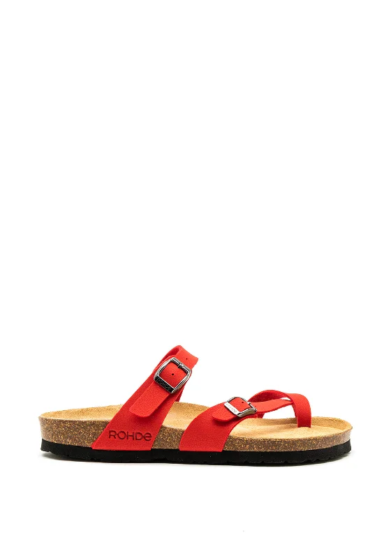 Women's Leather - Strapped Sandals with a Braided Detail in Brown for a Rustic Appeal Women's Leather - Strapped Sandals with a Braided Detail in Brown for a Rustic Appeal Women's Leather - Strapped Sandals with a Braided Detail in Brown for a Rustic Appeal Rohde Toe Loop Buckle Strap Slip on Sandals, Red