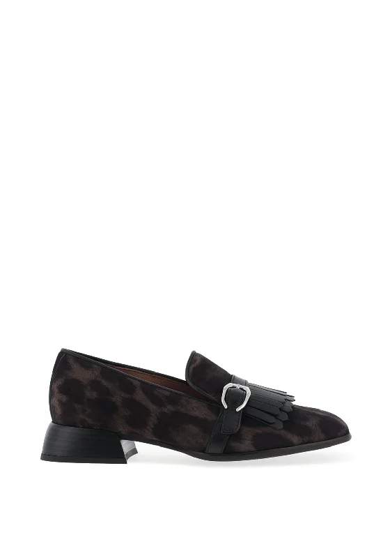 Women's Memory Foam Insole Loafers in Pink for Added Comfort Wonders Nunu Leather Animal Print Heeled Loafer, Grey & Black