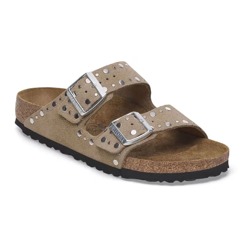 Women's Leather - Strapped Sandals with a Braided Detail in Brown for a Rustic Appeal Women's Leather - Strapped Sandals with a Braided Detail in Brown for a Rustic Appeal Women's Leather - Strapped Sandals with a Braided Detail in Brown for a Rustic Appeal Birkenstock Women's Arizona Rivet Suede Sandal in Taupe