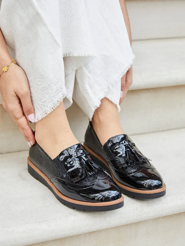 Women's Premium Leather Tassel Loafers in Dark Brown for a Classic Office Look BOWEN Women's Premium Leather Tassel Loafers in Dark Brown for a Classic Office Look BOWEN