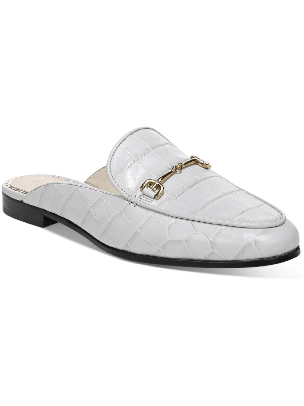 grey croc print leather