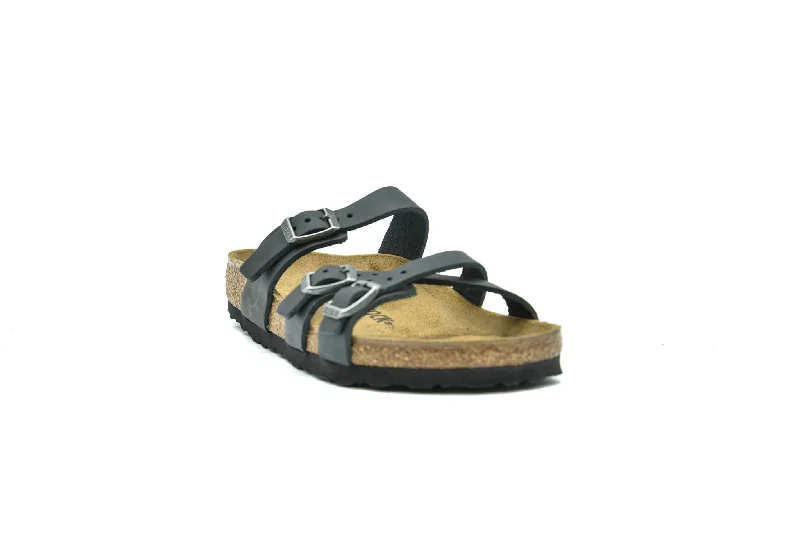 Women's Flat Slide Sandals with a Memory Foam Insole in White for All - Day Comfort Women's Flat Slide Sandals with a Memory Foam Insole in White for All - Day Comfort Women's Flat Slide Sandals with a Memory Foam Insole in White for All - Day Comfort BIRKENSTOCK Franca Oiled Leather
