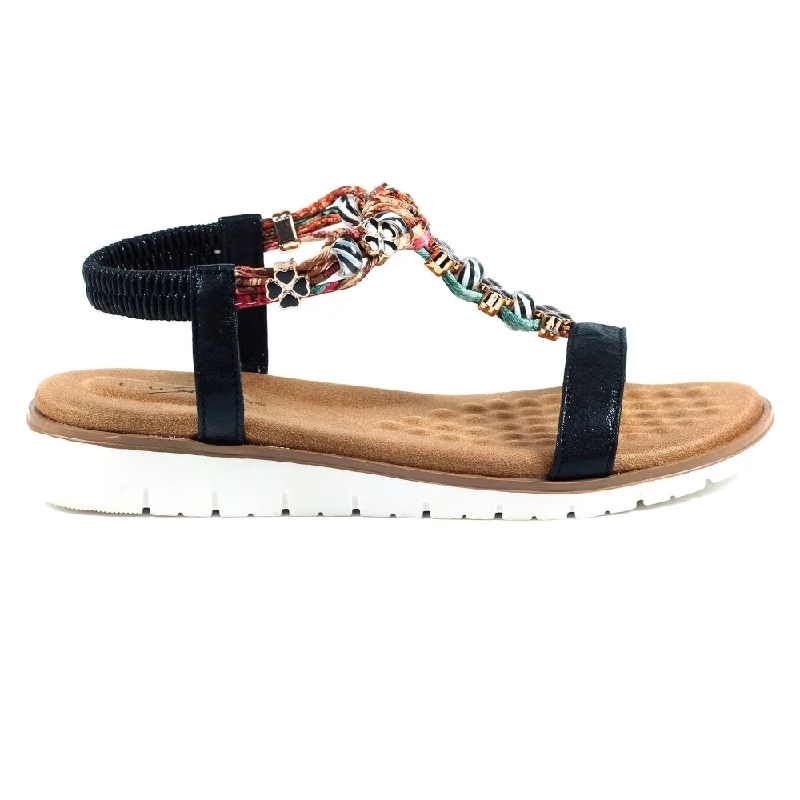 Women's Leather - Strapped Sandals with a Braided Detail in Brown for a Rustic Appeal Women's Leather - Strapped Sandals with a Braided Detail in Brown for a Rustic Appeal Women's Leather - Strapped Sandals with a Braided Detail in Brown for a Rustic Appeal Lunar JLH363 BK Tempo Black Sandal