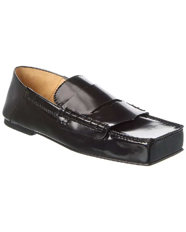 Women's Metallic Foil - Finish Loafers in Gold for a Glamorous Night Out Jacquemus The Carre Leather Loafer Women's Metallic Foil - Finish Loafers in Gold for a Glamorous Night Out Jacquemus The Carre Leather Loafer
