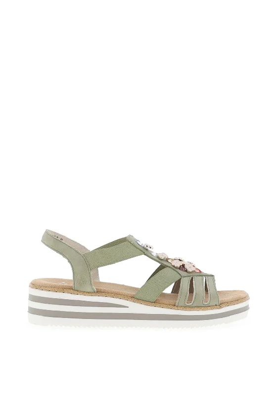 Women's Leather - Strapped Sandals with a Braided Detail in Brown for a Rustic Appeal Women's Leather - Strapped Sandals with a Braided Detail in Brown for a Rustic Appeal Women's Leather - Strapped Sandals with a Braided Detail in Brown for a Rustic Appeal Rieker Flower Strappy Sandals, Green