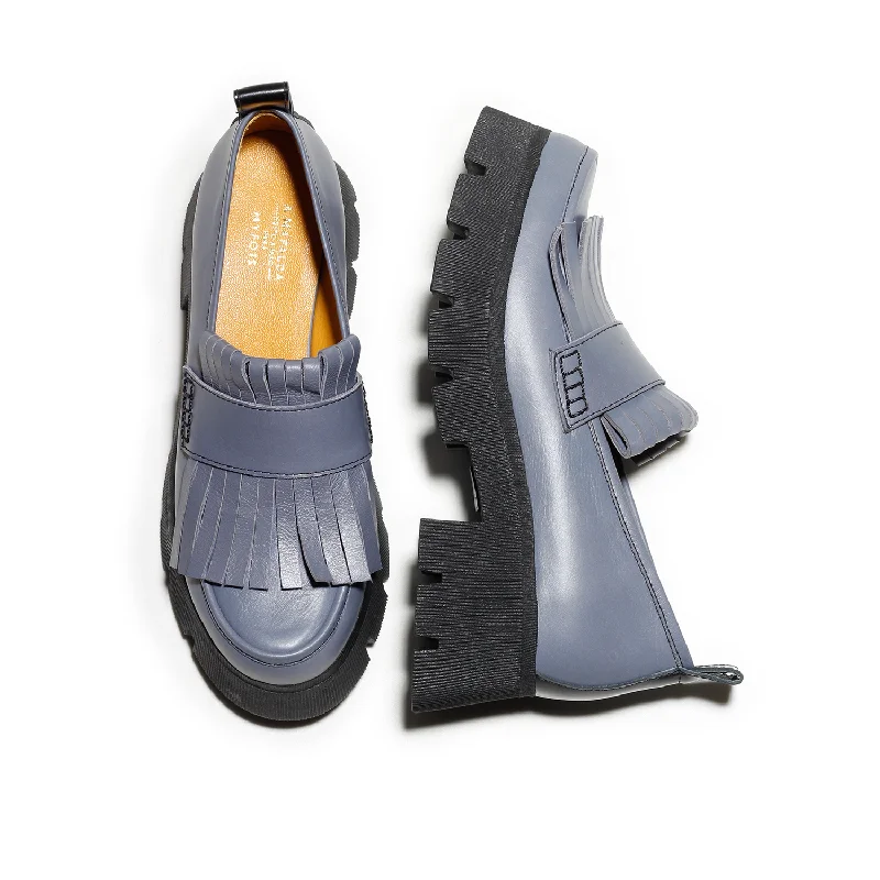 Women's Premium Leather Tassel Loafers in Dark Brown for a Classic Office Look Joanna Indigo Blue Loafer Women's Premium Leather Tassel Loafers in Dark Brown for a Classic Office Look Joanna Indigo Blue Loafer