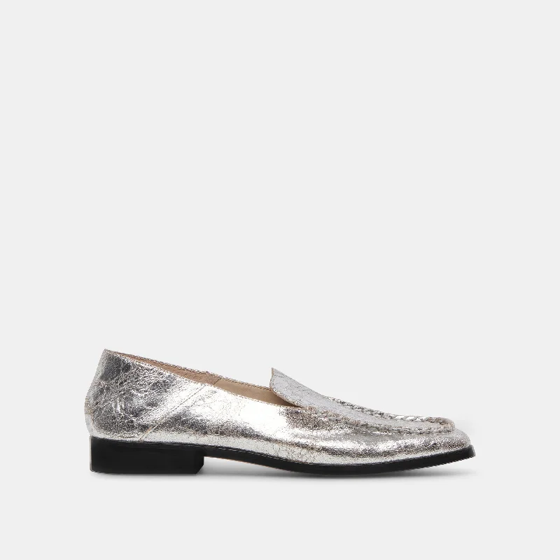 Women's Fur - Lined Loafers in Tan for a Cozy Winter Option BENY FLATS SILVER DISTRESSED LEATHER Women's Fur - Lined Loafers in Tan for a Cozy Winter Option BENY FLATS SILVER DISTRESSED LEATHER