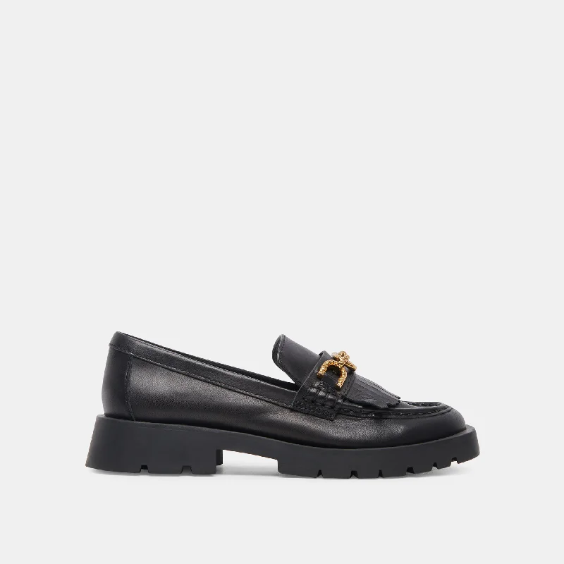 Women's Geometric - Patterned Loafers in Multicolor for a Fashion - Forward Look ERNA FLATS BLACK LEATHER Women's Geometric - Patterned Loafers in Multicolor for a Fashion - Forward Look ERNA FLATS BLACK LEATHER