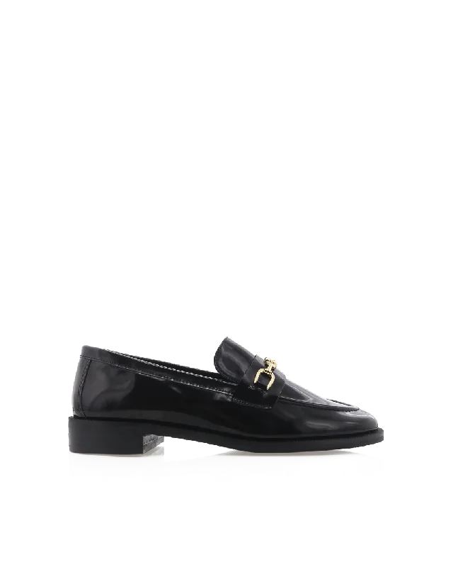 Women's Bow - Embellished Loafers in Red for a Feminine Touch WARREN - BLACK SHINE