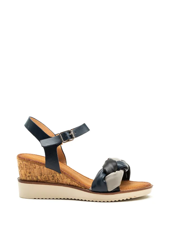 Women's Flat Slide Sandals with a Memory Foam Insole in White for All - Day Comfort Women's Flat Slide Sandals with a Memory Foam Insole in White for All - Day Comfort Women's Flat Slide Sandals with a Memory Foam Insole in White for All - Day Comfort Zanni & Co. Dalma Braid Strap Wedge Sandals, Blue