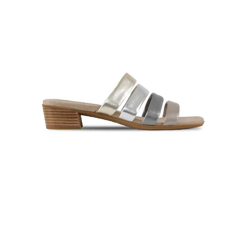 Women's Glitter - Embellished Loafers in Silver for a Sparkly Party Look ADRIANNE-TAUPE METALLIC LEATHER Women's Glitter - Embellished Loafers in Silver for a Sparkly Party Look ADRIANNE-TAUPE METALLIC LEATHER