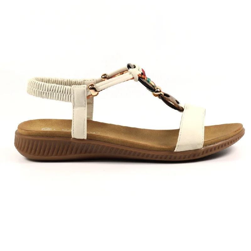 Women's Leather - Strapped Sandals with a Braided Detail in Brown for a Rustic Appeal Women's Leather - Strapped Sandals with a Braided Detail in Brown for a Rustic Appeal Women's Leather - Strapped Sandals with a Braided Detail in Brown for a Rustic Appeal Lunar JLH475 WT Brava White Sandal