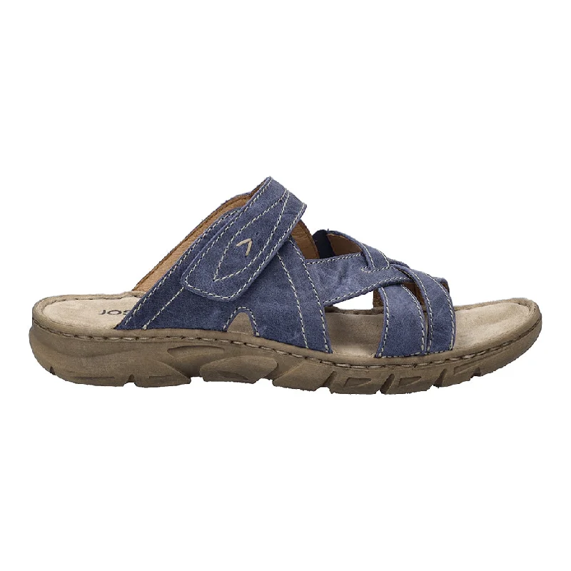 Women's Flat Slide Sandals with a Memory Foam Insole in White for All - Day Comfort Women's Flat Slide Sandals with a Memory Foam Insole in White for All - Day Comfort Women's Flat Slide Sandals with a Memory Foam Insole in White for All - Day Comfort Josef Seibel 76810 95 505 Brenda 10 Dunkelblau