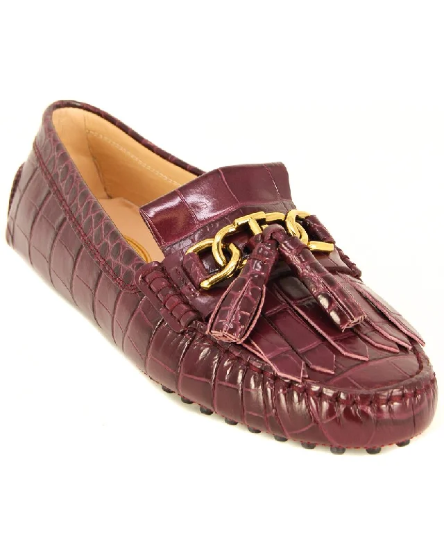 Women's Bow - Embellished Loafers in Red for a Feminine Touch TOD’s Gommino Croc-Embossed Leather Moccasin Women's Bow - Embellished Loafers in Red for a Feminine Touch TOD’s Gommino Croc-Embossed Leather Moccasin