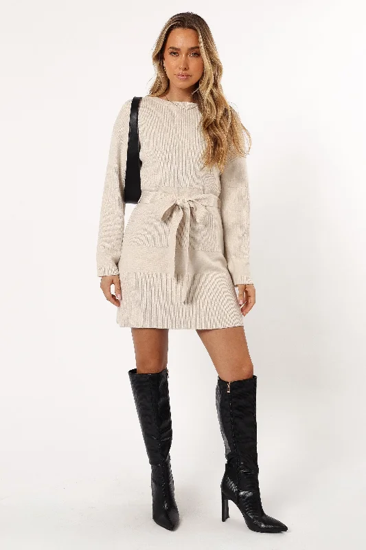 Lucca Mini Sweater Dress - Bone