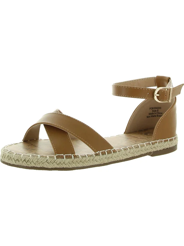 Women's Leather - Strapped Sandals with a Braided Detail in Brown for a Rustic Appeal004230 Womens Faux Leather Open Toe Ankle Strap Women's Leather - Strapped Sandals with a Braided Detail in Brown for a Rustic Appeal004230 Womens Faux Leather Open Toe Ankle Strap