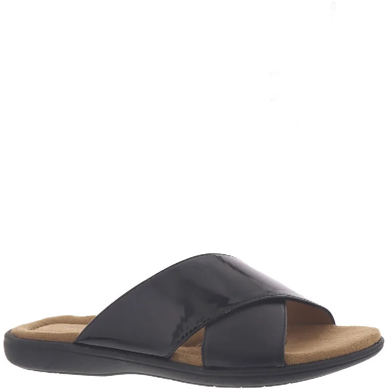 Orthopedic Women's Sandals with Arch Support in Gray for Foot HealthArray Womens Shoreline Patent Leather Slides Flat Sandals Orthopedic Women's Sandals with Arch Support in Gray for Foot HealthArray Womens Shoreline Patent Leather Slides Flat Sandals