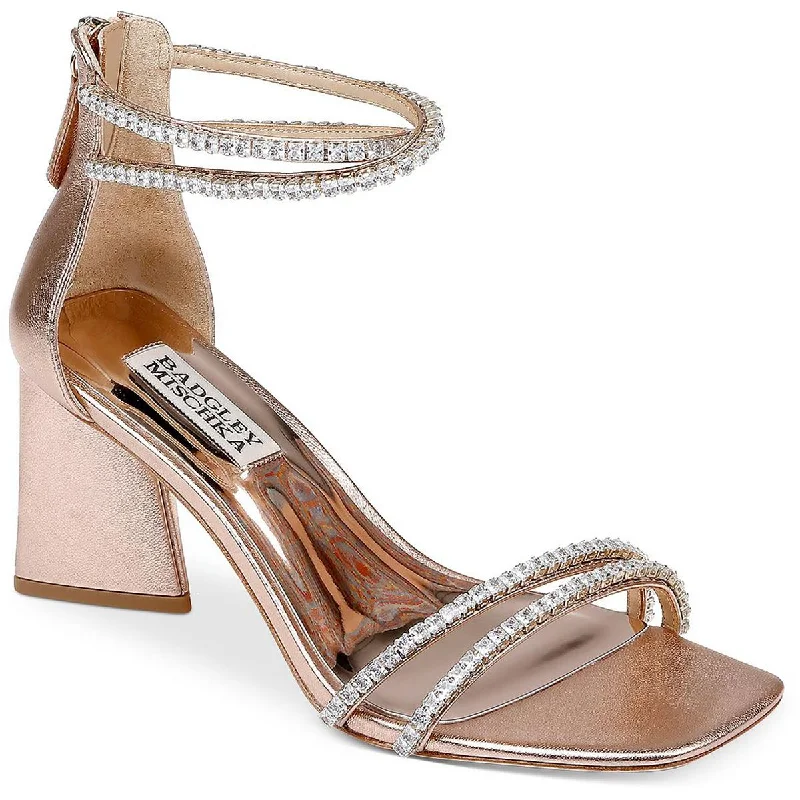 Women's Ankle - Strap Sandals with a Block Heel in Red for a Sophisticated StyleBadgley Mischka Womens LILLIE Metallic Square toe Heels Women's Ankle - Strap Sandals with a Block Heel in Red for a Sophisticated StyleBadgley Mischka Womens LILLIE Metallic Square toe Heels