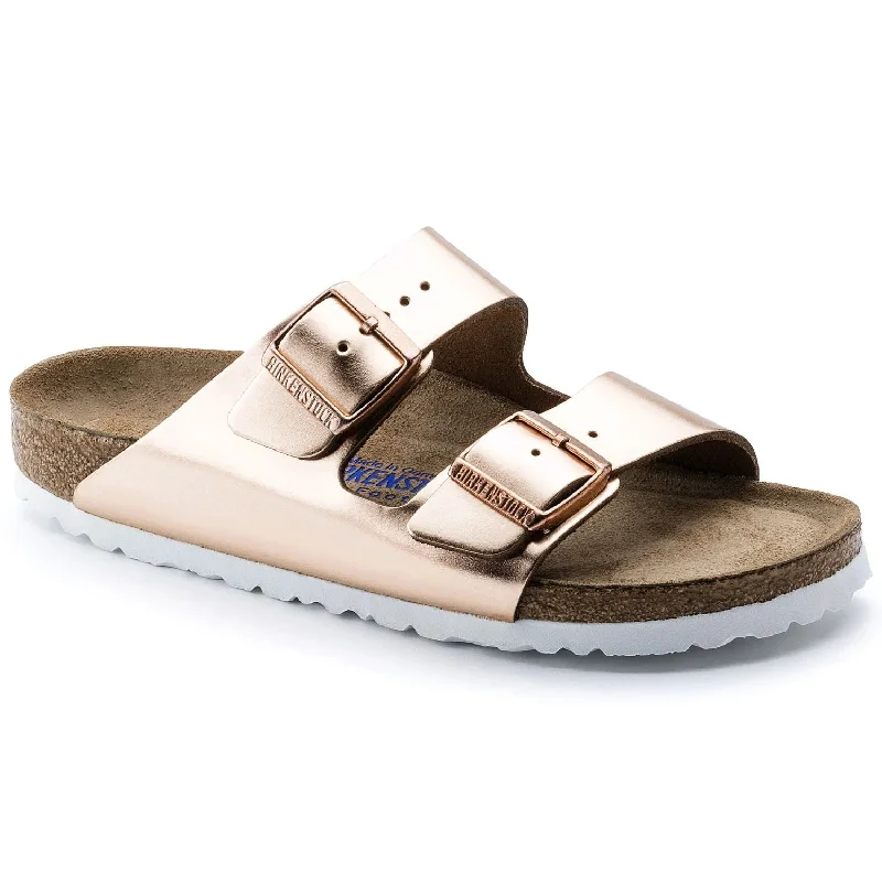 Sustainable Women's Recycled Material Sandals in Beige for Eco - Conscious ShoppersBirkenstock Arizona Soft Footbed Leather Metallic Copper Sustainable Women's Recycled Material Sandals in Beige for Eco - Conscious ShoppersBirkenstock Arizona Soft Footbed Leather Metallic Copper