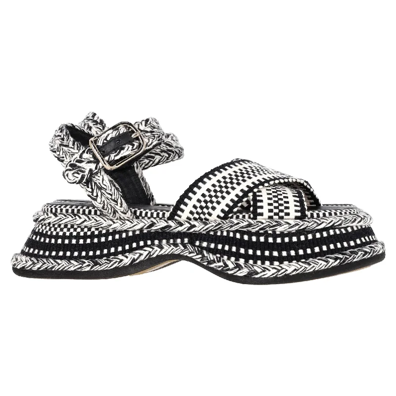 Elastic - Strap Women's Sandals with a Padded Toe in Teal for Easy On - and - OffChloé Meril Weaved Sandals in Black Cotton Elastic - Strap Women's Sandals with a Padded Toe in Teal for Easy On - and - OffChloé Meril Weaved Sandals in Black Cotton
