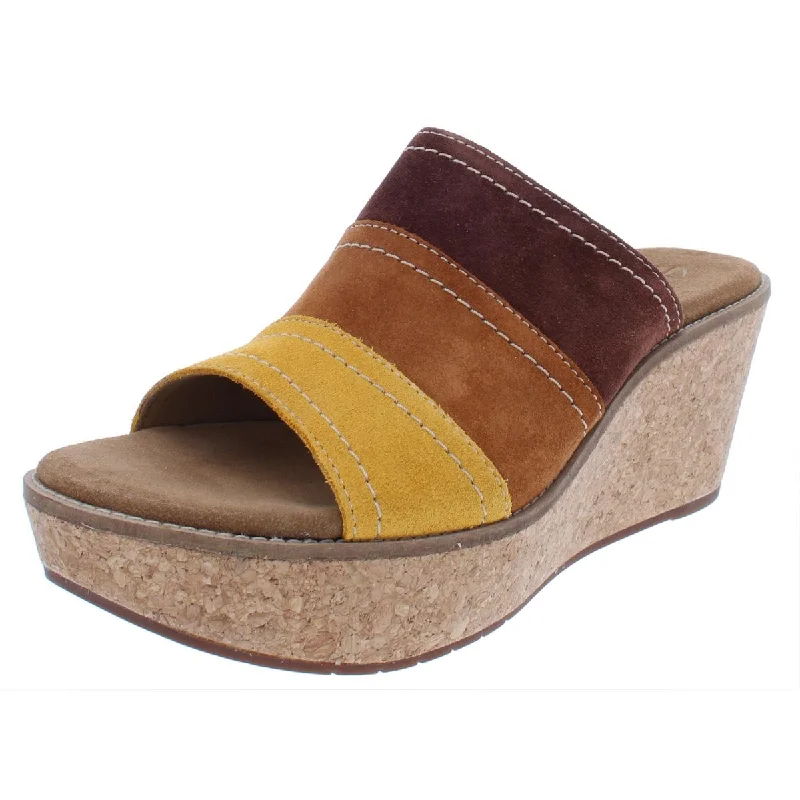 Women's Flat Slide Sandals with a Memory Foam Insole in White for All - Day ComfortClarks Womens Aisley Lily Suede Cork Wedge Sandals Women's Flat Slide Sandals with a Memory Foam Insole in White for All - Day ComfortClarks Womens Aisley Lily Suede Cork Wedge Sandals