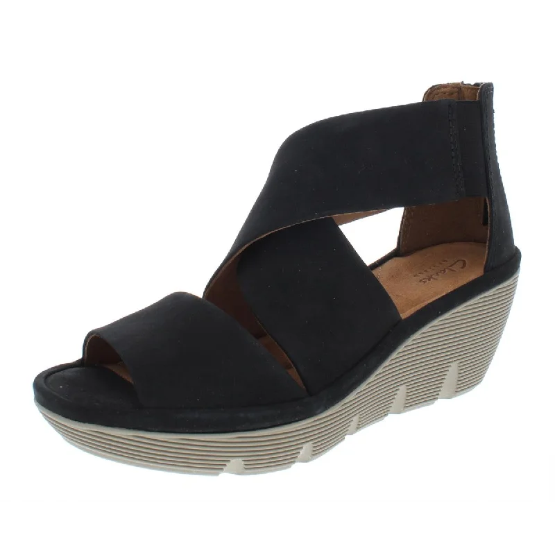 Women's Leather - Strapped Sandals with a Braided Detail in Brown for a Rustic AppealClarks Womens Clarene Glamor Nubuck Ankle Wedge Sandals Women's Leather - Strapped Sandals with a Braided Detail in Brown for a Rustic AppealClarks Womens Clarene Glamor Nubuck Ankle Wedge Sandals