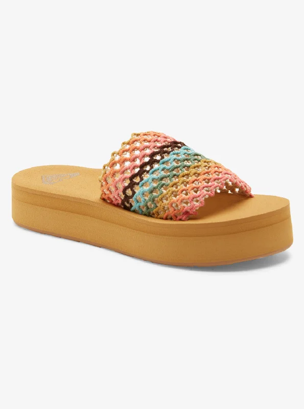 Lightweight Women's Mesh - Paneled Sandals in Yellow for BreathabilityDayzie Slide Sandals - Multi Lightweight Women's Mesh - Paneled Sandals in Yellow for BreathabilityDayzie Slide Sandals - Multi