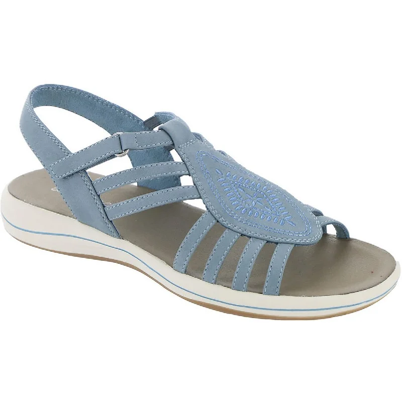 Elastic - Strap Women's Sandals with a Padded Toe in Teal for Easy On - and - OffEasy Street Womens Gemi Ankle Strap Flat Elastic - Strap Women's Sandals with a Padded Toe in Teal for Easy On - and - OffEasy Street Womens Gemi Ankle Strap Flat