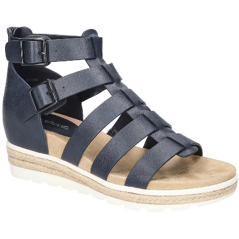 Women's Flat Slide Sandals with a Memory Foam Insole in White for All - Day ComfortEasy Street Womens Simone Zipper Faux Leather Strappy Sandals Women's Flat Slide Sandals with a Memory Foam Insole in White for All - Day ComfortEasy Street Womens Simone Zipper Faux Leather Strappy Sandals
