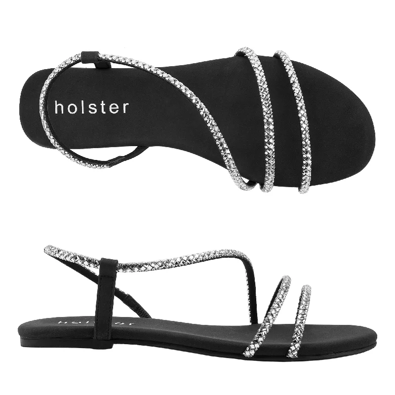 Elastic - Strap Women's Sandals with a Padded Toe in Teal for Easy On - and - OffGeneva - Black Elastic - Strap Women's Sandals with a Padded Toe in Teal for Easy On - and - OffGeneva - Black
