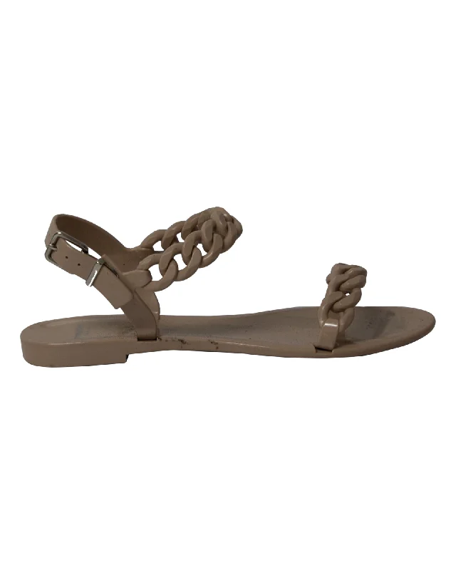 Women's Sandals with a Floral - Printed Upper in Pink for a Feminine Spring LookGivenchy Jelly Plate Chain Flat Sandals in Beige Plastic Women's Sandals with a Floral - Printed Upper in Pink for a Feminine Spring LookGivenchy Jelly Plate Chain Flat Sandals in Beige Plastic