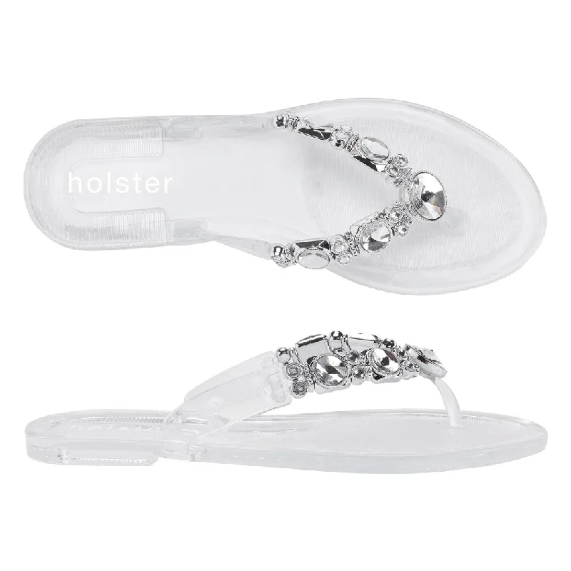 Elastic - Strap Women's Sandals with a Padded Toe in Teal for Easy On - and - OffGlam - Clear Elastic - Strap Women's Sandals with a Padded Toe in Teal for Easy On - and - OffGlam - Clear
