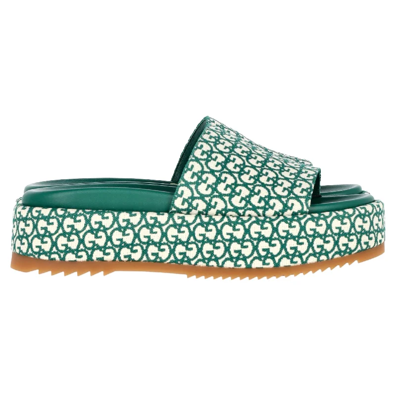 Women's Rhinestone - Embellished Open - Toe Sandals in Silver for a Glamorous Party LookGucci Platform Slide Sandals in Green Canvas Women's Rhinestone - Embellished Open - Toe Sandals in Silver for a Glamorous Party LookGucci Platform Slide Sandals in Green Canvas